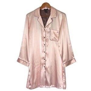 Jones New York Long Sleeve Satin Button Up Sleep Shirt